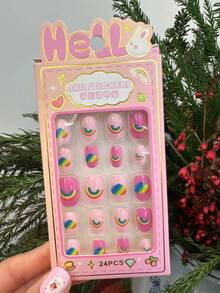 24张/盒 可爱卡通美甲贴纸，防水彩色美甲贴花，派对礼品，生日礼物 - 彩色 - 查看 44