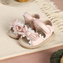1双时尚百搭蝴蝶结蕾丝凉鞋，软底学步鞋，适合婴幼儿，可用于派对、婚礼、度假等场合。 - 粉色 - 查看 7