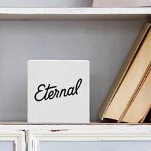Eternal Glitter Accent Decorative Wooden Box - Rectangular Shiny Silver/White Glitter Finish, Stylish Black Cursive 'Eternal' Text, Clean Edges, Subtle Shadow - Perfect Valentine's Day Or Birthday Gift For Loved Ones - White - View 2