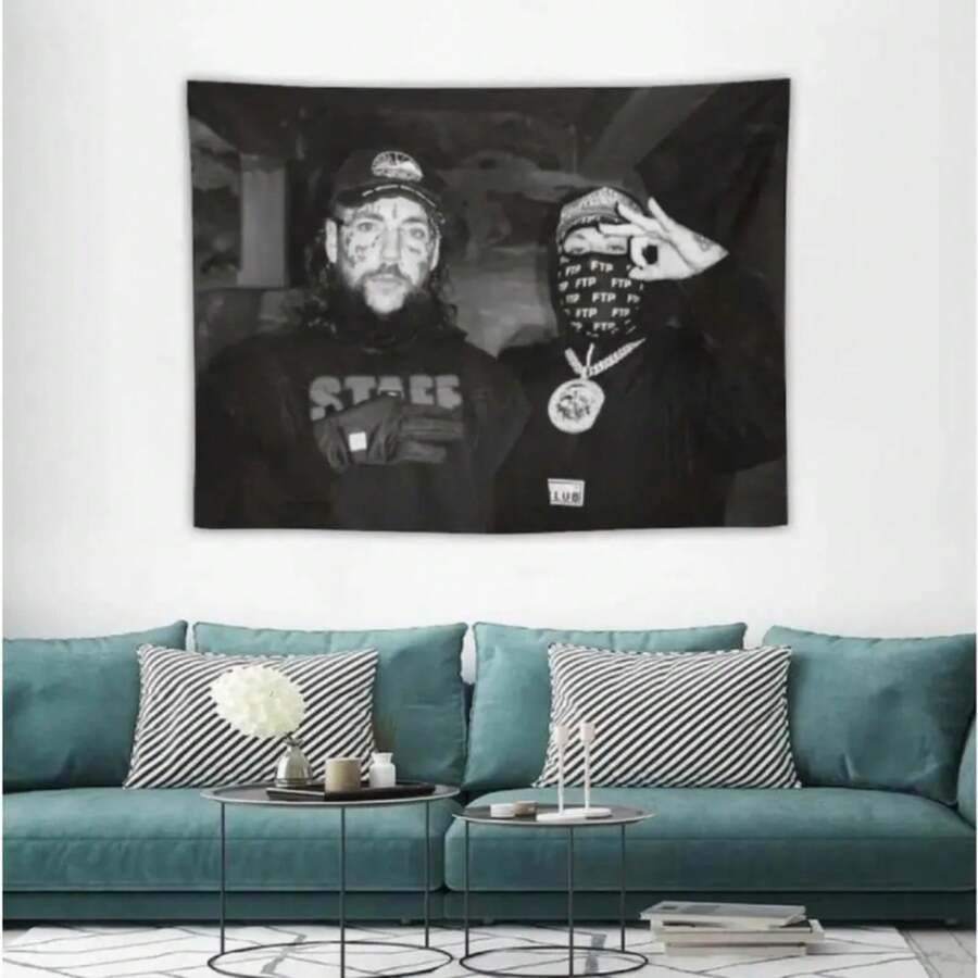 Flag Uicideboys Music Album Poster Tapestry For Bedroom, Living Room & Dorm Decor Hanging Lightweight Meme Banner Rapper Wall Backdrop Christmas Decoration Print Photo Wall Decor - Style - 查看 1