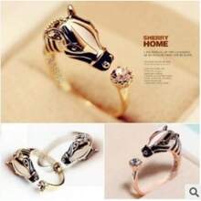 Korean Fashion Personality Zodiac Horse Sparkling Diamond Ring Horse Head Open Finger Ring For Women - Bạc cổ - Xem 3