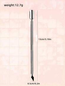 1pc Stainless Steel Cuticle Pusher/Nipper, Dual-Ended Cuticle Remover/Nail Polish Remover, Manicure Supplies, Nail Art Tools, Back To School, Nail Care, Nail Tools (For Artificial Nails) - Multicolor - View 3