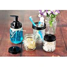 [Wide Mouth ONLY] 2 Pack Mason Jar Toothbrush Holder Lid - Rustproof 304 Stainless Steel For Ball Mason Jar Or Any Pint. Jar Farmhouse Decor Bathroom Accessories Set - Black - màu đen - Xem 7