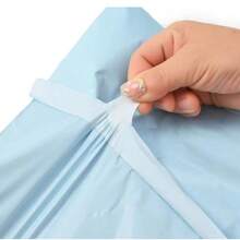 Bộ 10/20/50/100 túi chuyển phát nhanh dày dặn, chống thấm nước màu xanh nhạt, túi đóng gói bưu phẩm tự dán, túi xách tay có quai xách, túi đựng tài liệu và đồ dùng hậu cần. - Nhiều màu - Xem 5