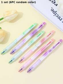1/6pcs Erasable Gel Pens - Retractable 0.5mm Blue Ink, Aesthetic Pastel Plastic Ballpoint Pens, Healing Erasable Pens, Sky Blue Push-Button Erasable Neutral Pens, Easy To Erase Cleanly Without Trace, Suitable For Office And School - Multicolor - View 14