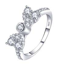 1 件精致简约蝴蝶结设计水钻镶嵌戒指适合女士日常佩戴情人节、妈妈、母亲、母亲节、礼物 - 銀色 - 查看 32
