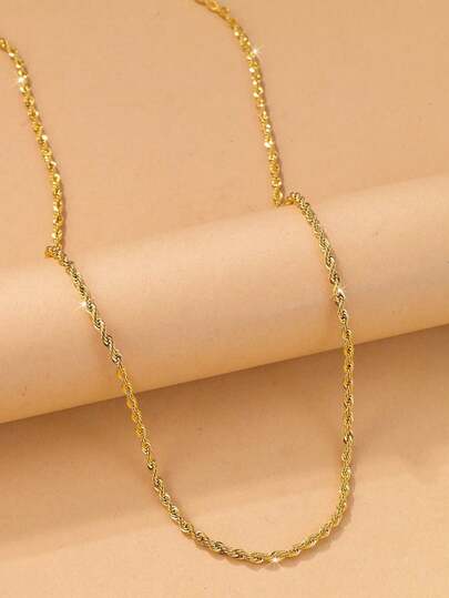 1条60厘米时尚扭纹不锈钢长项链，日常佩戴的流行饰品，送给妈妈、爱人、节日的礼物