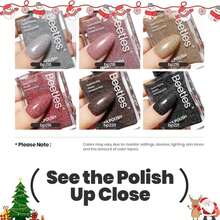 Beetles Glitter Nail Polish Set, 6 Color Silver Pink Gold Red Brown Black Quick Air Dry Nail Polish Natural Elegant Nail Lacquer Manicure DIY Nail Art Salon Valentines Gifts For Women - ColorR - 查看 6