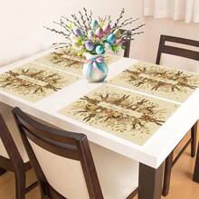 4pcs Easter Bunny & Flower Design Placemats, 30*45cm, Seasonal Spring Table Mats For Party, Kitchen, Dining Room Decor