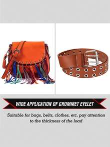 鸡眼工具套装、空心金属耳环套装、空心鸡眼钳套装、按扣、缝纫工艺冲孔工具套装、五爪钩安装套装、无钩按扣、手动压接钳钩、母子钩、电缆护套工具套装、金属鸡眼及银/金垫圈、电缆护套手动压接套装，适用于皮革/皮带/鞋子/手工艺品 - 彩色 - 查看 4