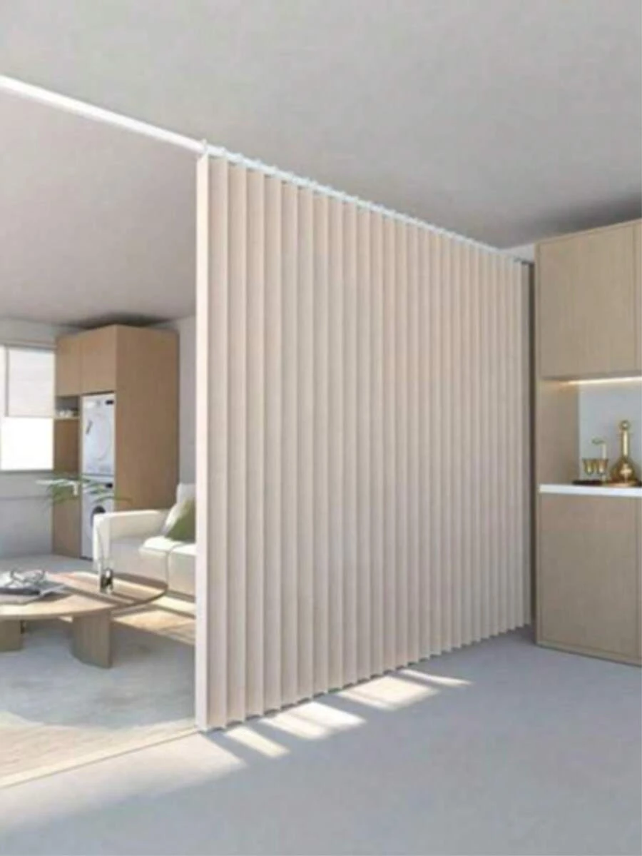 1pc Foldable Curtain Divider Without Rod, Versatile Hanging Cloth Partition Screen, Suitable For Rental Home Bed, Living Room, Bedroom Windows And Other Scenarios, Elegant Design - Multicolor - View 1