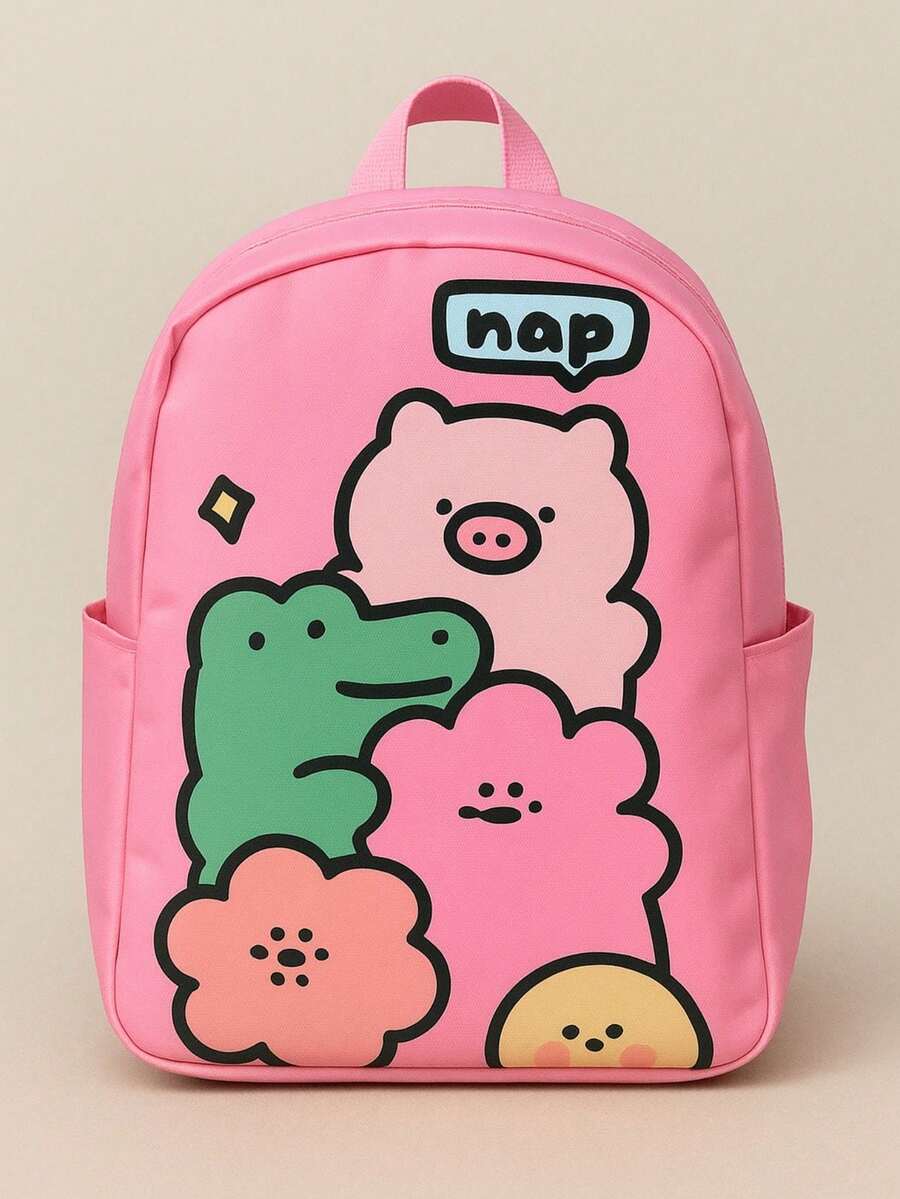 Mochila Escolar Infantil Ajustável Com Desenho de Animal / Jardim De Infância/ creche - Menina - Visão 1