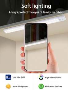 1 pieza Luz con sensor de movimiento LED, Iluminación para autocaravana, 3 modos de atenuación, Batería de litio recargable por USB, Fácil instalación en gabinetes, cocina, pasillo, exterior, armario, escaleras, Detección automática de personas, Sin necesidad de perforar, Iluminación de estilo minimalista, Luz LED magnética - Multicolor - Ver 8