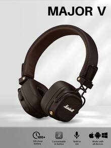 Marshall Tai nghe không dây Major V, thời lượng pin 100 giờ, Bluetooth 5.2, thiết kế rock cổ điển được nâng cấp, có thể gập lại, đệm tai bằng mút hoạt tính, chế độ kép có dây/không dây, kết nối đa điểm, phù hợp cho du lịch, đi lại và nghe nhạc. - màu nâu - Xem 12