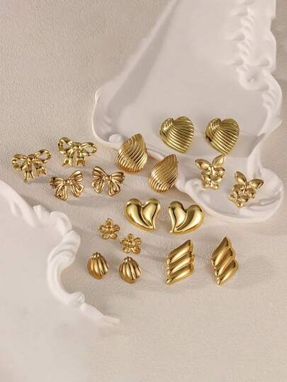 Gorgeous Retro 18K Gold-Plated Stainless Steel Earrings, Hypoallergenic Design, Exquisite Non-Fading Jewelry, Perfect For Women's Daily Wear And As A Gift Choice