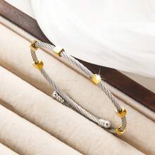 1 chiếc vòng tay nữ bằng thép không gỉ mạ vàng 18K, phối màu vàng và bạc - Thiết kế xoắn ốc có thể xếp chồng lên nhau, phù hợp cho cả ngày thường và những dịp đặc biệt, là lựa chọn quà tặng hoàn hảo cho nam, nữ và gia đình/bạn bè. - vòng tay dây thừng - Xem 28