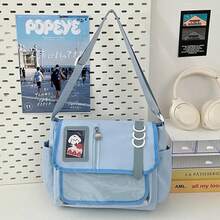 Y2K Japanese Harajuku School Bags For Teenage Girls New 2024 Transparent Itabag Crossbody Bag DIY Badges Display Plate Ita Bag - 白色 - 查看 10
