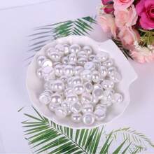 50pcs Half Round Hole Pearl, Suitable For Shoes, Clothing, Hats And Other Accessories
