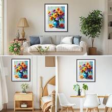 MISCER Flower Diamond Art Kits For Adults, Floral Diamond Painting Kits For Beginners, 5D Full Drill Round Paint With Diamonds Pictures, Gem Art Painting DIY Crafts Kit Decor 12x16inch - 花-11 - 查看 4