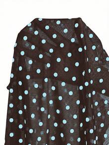 女士性感波点扭结不对称露背纱笼两件式连体泳衣，度假沙滩装，夏季 - 棕色 - 查看 7