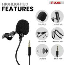 5 Core Microphone 2Pcs Lavalier Mic Wearable Omnidirectional Condenser 3.5mm Body Microfono - Black - View 4