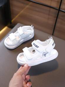 1双男女通用新款PU魔术贴平底可爱凉鞋，软底防滑，适合婴幼儿沙滩穿着，夏季适用 - 米色 - 查看 5