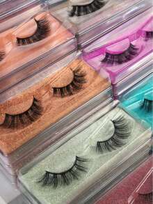 50/20对混合款假睫毛，盒装，自然交叉浓密假睫毛，独立盒装猫眼假睫毛，仿貂毛假睫毛，交叉长纤维假睫毛，浓密卷翘假睫毛，适合派对、卡通风格假睫毛，自然纤细卷翘，放大双眼，旅行必备，海滩度假、露营、婚礼、派对，女士礼物 - 黑色 - 查看 6