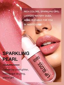 USHAS Glitter Lip Gloss, Long-Lasting Moisturizing Non-Drying, High Pigment Shimmery Lip Tint In Red, Pink And Nude Shades, Creates Mirror-Like Glossy Lip Makeup, Perfect Gift For Christmas And Valentine's Day - #03 - View 5