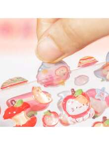 1张甜美糖果派对系列3D贴纸，精致可爱，可用于装饰相框、电脑、手机壳、耳机、杯子、旧杂志、铅笔盒、桌面装饰、返校贴纸、学习用品等。 - 彩色 - 查看 8