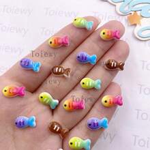 30Pcs Mixed Resin Cute Colorful Mini Fish Flatback 2D Cartoon Art Stone Applique DIY Jewellery Scrapbook Crafts Decor Accessories - Random mixed - View 5