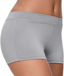 Cut Low Rise Booty Shorts - Spandex Active Dance Yoga Workout Fitness Shorts WomenA Valentine's Day KV0K - Neutral Gray - 查看 7