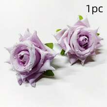 1朵露珠滴落花头，2.36英寸，五角玫瑰人造花，适合DIY家居装饰、婚礼装饰和新娘发饰（可多件购买） - 彩色 - 查看 15