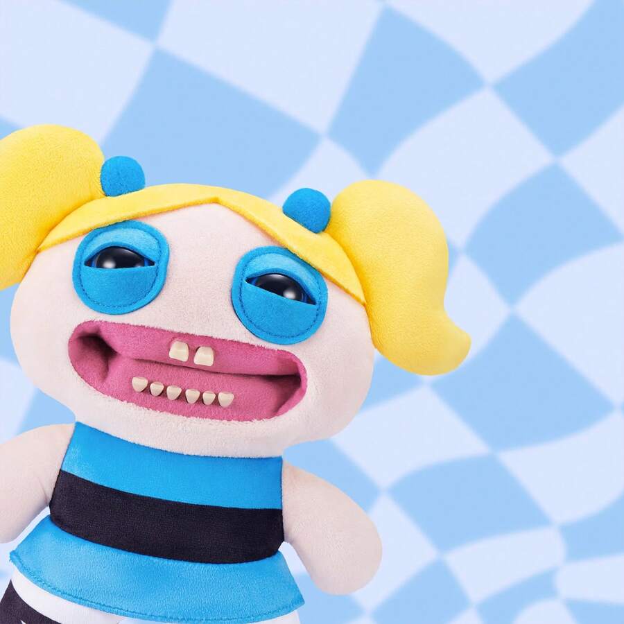 Spin Master Fugglerx飞天小女警系列趣味丑陋怪物，9英寸收藏玩偶，官方正品毛毛/泡泡/花花/魔人啾啾，拥有类似人类的牙齿，适合儿童和成人的节日生日礼物 - 泡泡 - 查看 1