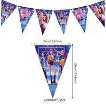 10pcs Huntrix K-Pop Witch Hunter Triangle Flags (10pcs, 20cm/7.87in X 29cm/11.42in) - Anime Character Themed Party Decorative Triangle Pennants, Suitable For Halloween, Thanksgiving, Christmas, Valentine's Day, Birthday Celebrations, Gifts For Teens And Adults - Multicolor - View 5
