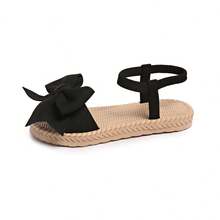 大码女式蝴蝶结设计，EVA超轻休闲凉鞋，可爱时尚，适合海滩、连衣裙等场合，百搭 - 黑色 - 查看 4