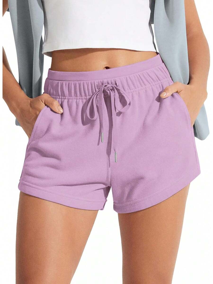 Women's Sweat Shorts With Pockets Cotton French Terry Drawstring Summer Workout Casual Lounge ShortsA Valentine's Day ROA3 - Tử đinh hương - Xem 1