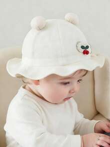 1pc Baby Sun Hat, Spring/Autumn, Baby Girl Bucket Hat, Baby Girl Sun Protection Hat, Suitable For Outdoor, Fits 6-24 Months - Cherry Little Fisherman - View 4