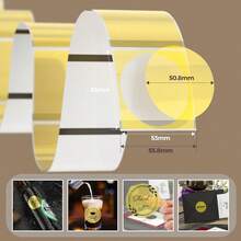 2 Inch Round Holographic Thermal Label Stickers, Glitter Gold Circle Thermal Printer Sticker Labels, Self-Adhesive Direct Labels For Gift Wrapping