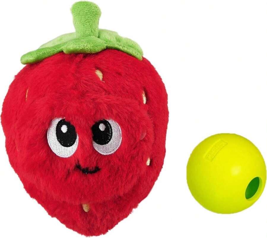 Outward Hound By Nina Ottosson Fruity Findz Interactive Plush Dog Puzzle With Treat Ball Dog Enrichment Toys, Plush, Red - ColorC - 查看 1