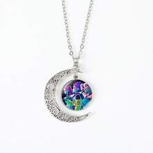 1pc Kpop Witch Hunting Crew Necklace, Moon Pendant Necklace With Time Gem Silver Jewelry - Multicolor - View 10