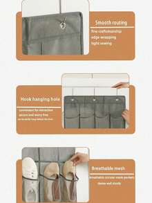 2pcs/1pc Wall Mounted Shoe Organizer (24/28 Pockets), Suitable For Home And Travel Use - Black - View 4