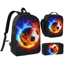 3pcs Football-Themed Backpack Set With Lunch Box & Pencil Case&Storage Bag - Polyester, Lightweight - Backpack - View 1