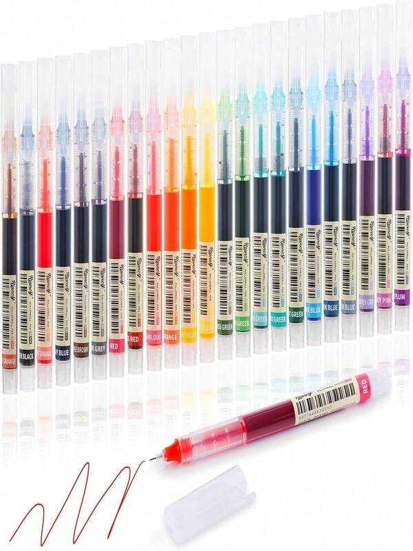 12pcs Quick-Drying Gel Pens With Black And Blue Ink, School/Office Ballpoint Pens, Student Rollerball Pens, Direct-Flow Ballpoint Pens, Large Capacity Neutral Pens, Water-Based Signature Pens In Black, Red, Blue, 0.5mm Tip, Suitable For Students To Practice Exam Questions And Write Assignments