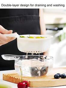1 Peça Cesta de Drenagem com Alça de Bico de Pato de Camada Dupla, Cesta de Lavagem de Frutas Multiuso Montada na Parede da Cozinha com Cor Fofa de Dopamina - Multicolorido - Visão 2