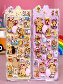 可爱卡通3D泡泡贴纸，萌系贴纸，适用于DIY剪贴簿、笔记本、笔记本电脑、手机、玩具、礼物 - 彩色 - 查看 3