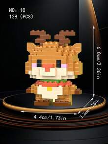 1pc Small Particle Forest Animal Series Building Blocks Toy, Micro Creative Cartoon Animal Model Assembly Toy, Includes Lion, Goat, Chicken, Elephant, Hamster, Penguin, Horse, Crocodile, Rhinoceros, Deer, Bear, Tiger And 12 Styles. Cute Mini Decorative Item, Suitable For Home, Party, Office Decor. Best Birthday Holiday Gift For Friends, Room Decoration. - Multicolor - View 9