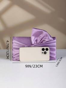 Satin Butterfly Shaped Clutch Bag, Evening Party Bag - Purple - View 7