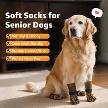 4pcs Anti-Scratch Dog Socks, Double-Sided Non-Slip, Prevent Licking And Biting Hardwood Floors, Strong Grip, Protect Paws - Yellow - View 4