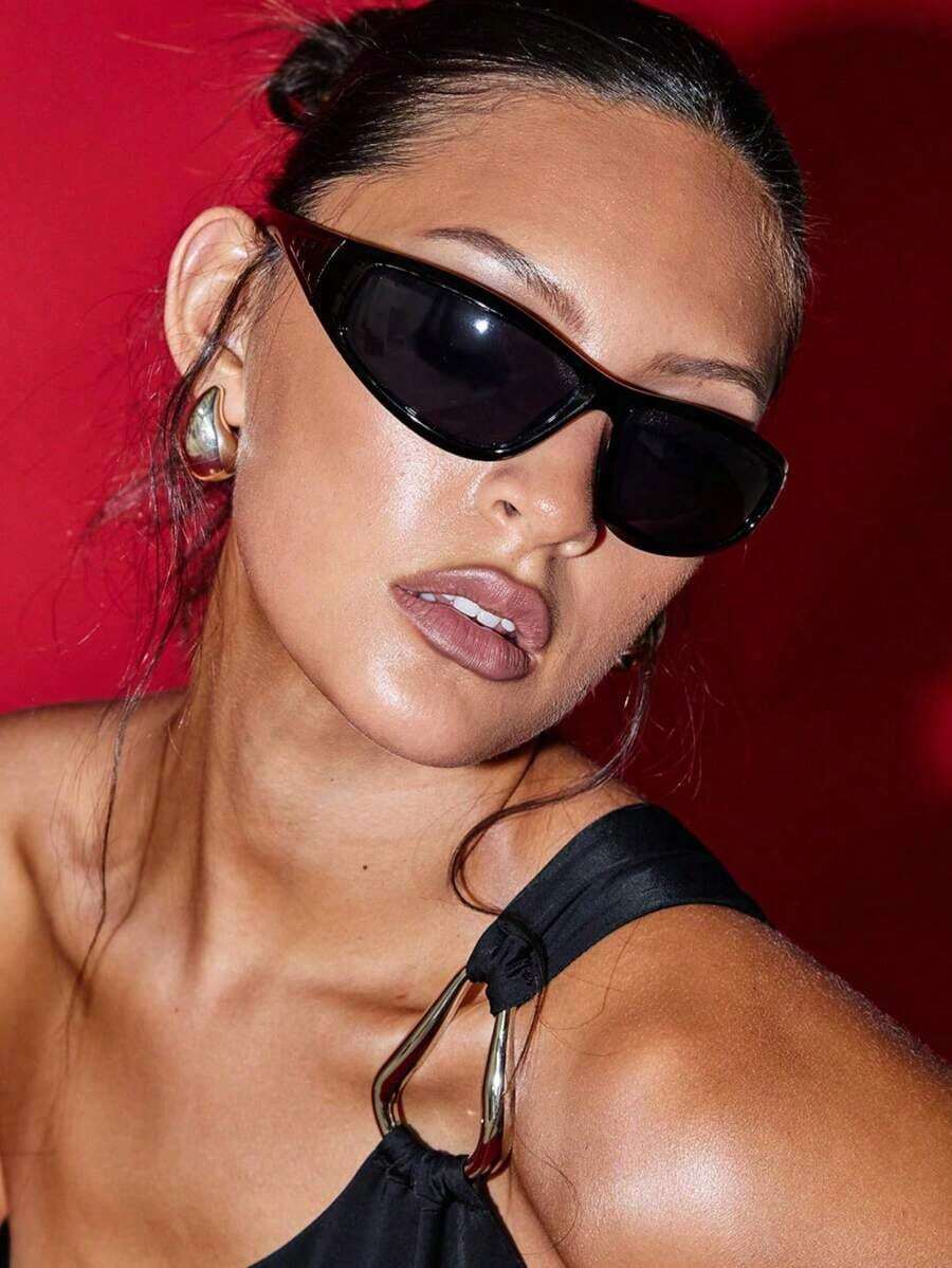 1pcY2K Wraparound Style Fashion Glasses, Millennium Future Style, European And American Glasses, Integrated Personalized Glasses For Summer Beach Vacation,Outdoor,Travel - màu đen - Xem 1