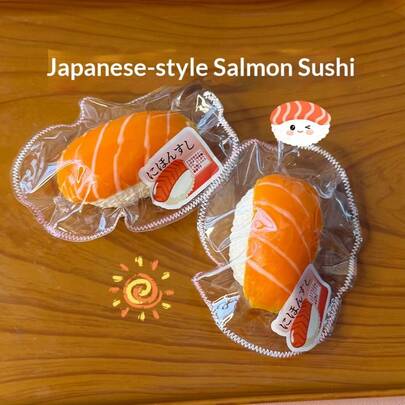 This Japanese-Style Salmon Sushi-Shaped Squeezy Toy Has A Delicate And Realistic Imitation Food Design. Its Soft And Resilient Material Can Effectively Relieve Stress. Compact And Portable, Suitable For Office And Commuting Use, It Is An Ideal Gift Choice For Holidays, Bringing Both Fun And Relaxation.